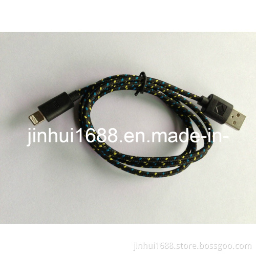 8pin Lightnigh Fabric Knitted USB Cable for iPhone5